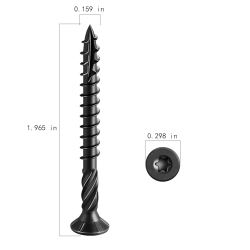 Wensilon #8 * 2" Black Deck Screws, (311pcs) 2 lbs.Exterior Wood Screws, Rust Resistant epoxy Coated, Bronze, T20 Star Bit - color: Black, size: 8*2