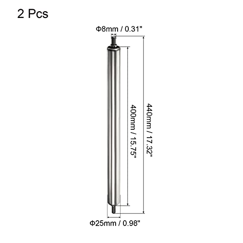 PATIKIL Conveyor Roller 1" Diameter 16" Length, 2 Pack Stainless Steel Gravity Transmission Replacement Part Galvanized End, Silver - size: 1"x16"