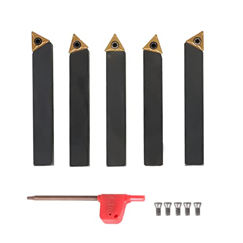 findmall 5Pcs 3/8″ Indexable Carbide Lathe Turning Tool Holder Kit - size: 5Pcs 3/8"