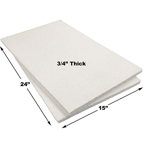 Ceramic Fiber Board Insulation, 2300F-Rated, 15" x 24" x 3/4", Pack of 2, for Boiler, Stove, Forge, Kiln, Baffle Board, 1022 - size: 3/4" x 24" x 15"