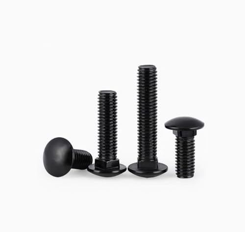 4pcs M8 x 100 mm Black Carriage Bolt Coach Bolt,Stainless Steel Round Head Square Neck Flange Screw Bolts
