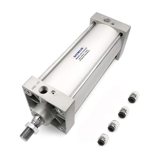 BAOMAIN Pneumatic Air Cylinder 5" Bore 12" Stroke SC125x300 - size: Stroke 11.81 inch(300mm)