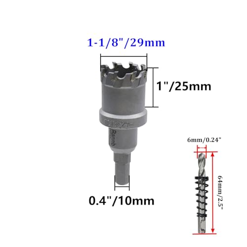 1-1/8"/29mm Hole Saw Carbide Tipped Heavy Duty Hole Cutter for Metal Cutting - size: 1-1/8"/29mm