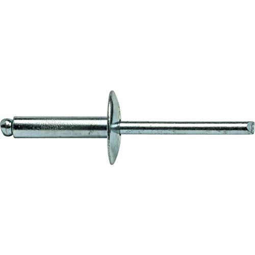 Fastenere Large Flange Pop Rivets -5/32" x 5/8" (50 pcs) Heavy Duty, Open-End, Steel Zinc, Corrosion-Resistant, High Tensile & Shear Strength, 5-10 Gap .501" - .625" - size: 5/32" x 5/8" (5-10) (50 Pack)
