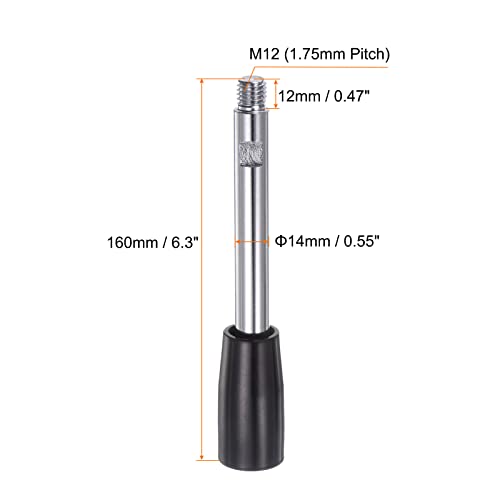 HARFINGTON 2pcs Clamping Handles M12 Thread 160mm (6.3") Length Chrome Plated Revolving Crank Handle Grip Handwheel Screw Stem for Lathe Machine - color: Black, size: M12 x 160mm