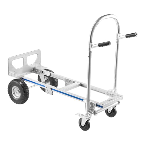 VEVOR 2 in 1 Hand Truck, 1000 lbs Load Capacity for 4-Wheel Mode, Convertible Hand Truck Dolly with Non-Slip Handle & Wheels, Portable Trolley Dolly for Moving Home, Office, Warehouse, Supermarket - size: 1000 lbs