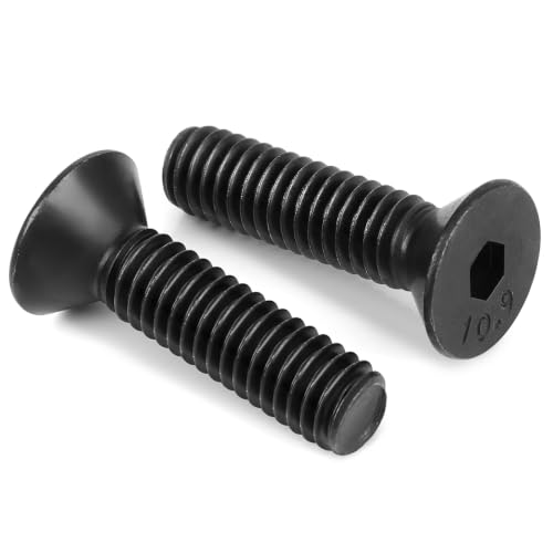 8 PCS 3/8"-16 x 2 Flat Head Socket Cap Screws Bolts, Countersunk Allen Bolts, 10.9 Grade Carbon Steel, Full Thread, Black Coating, Screwdriver Included - color: Black, size: 3/8"-16 x 2"