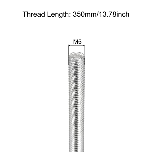 MECCANIXITY Fully Threaded Rod M5 x 350mm 0.8mm Thread Pitch 304 Stainless Steel Right Hand Threaded Rods Bar Studs 6 Pack - size: M5 x 350mm