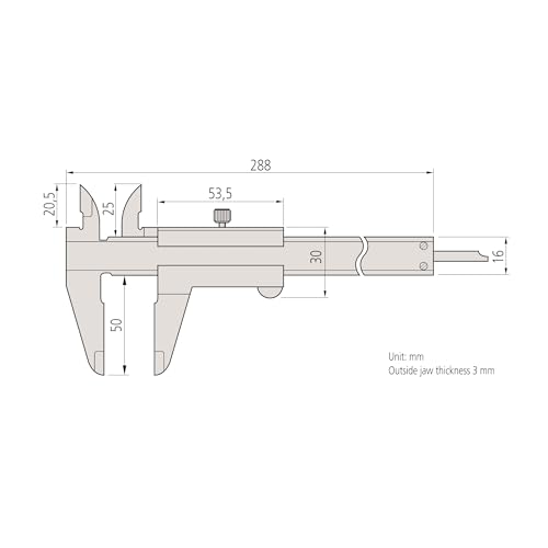 Mitutoyo 530-114 Vernier Caliper, Stainless Steel, Inch/Metric, 0-8" Range, +/-0.002" Accuracy, 0.0078" Resolution