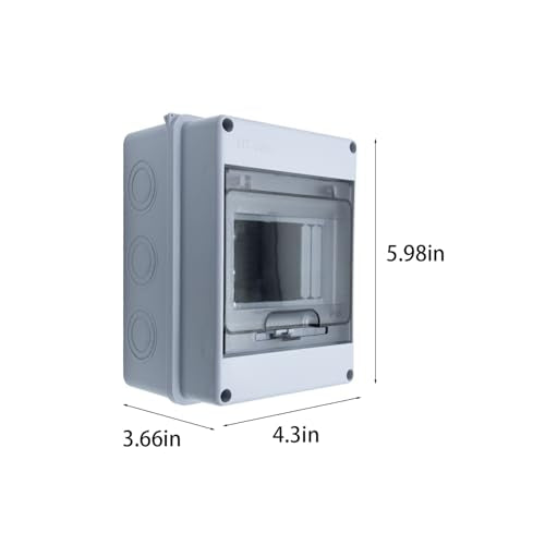 Distribution Protection Box IP65 Waterproof, 5 Way Circuit Breaker Box with Din Rail, ABS Plastic Transparent Cover Electrical Breaker Box Enclosure for Indoor Outdoor Wall Mount - color: HT-5
