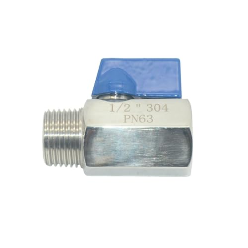 VARMHUS Pack of 2 304 Stainless Steel NPT Mini Ball Valve, Female x Male Thread Shut Off Valve for Water, Oil and Gas (1/2inch) - size: 1/2inch