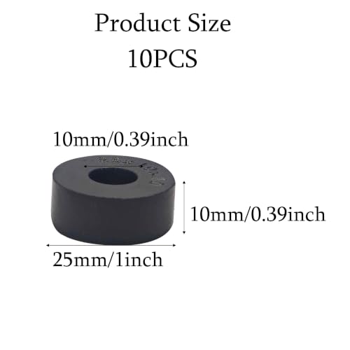 10Pcs Rubber Spacers 1 Inch OD x 3/8 Inch ID x 3/8 Inch Thickness Black Round Anti Vibration Bushing Washers Isolation Pads for Car Home Bolt Screw Machine Equipment - size: 1 Inch OD x 3/8 Inch ID