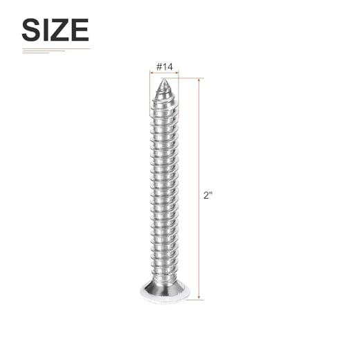 DTGN 50Pcs #14x2 Flat Head Wood Screws, 304 Stainless Steel, White - color: White, size: #14x2"