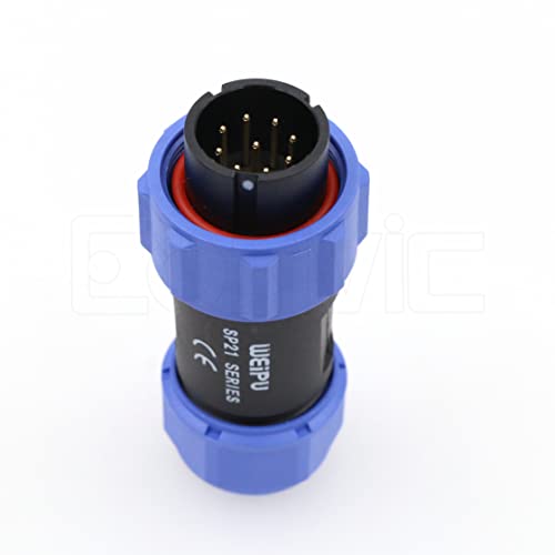 Weipu SP21 9 Pin Male Plug Panel Mount Waterproof IP68 Connector Cable Industrial Circular Solar Electrical Connector - color: SP2110/P, size: 9Pin