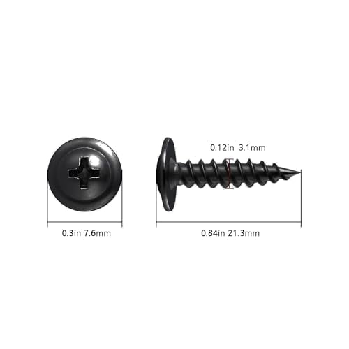 Wensilon(500 pcs)#4×3/4" Phillips Truss Head Wood Screws Black Galvanizing Quick Metal Self Tapping. - color: Black, size: #4×3/4"