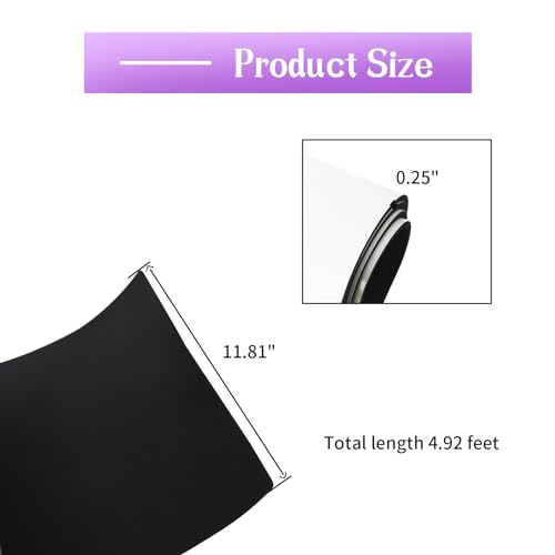 Foam Sheets with Adhesive Backing, 11.81 in x 59 in x 1/4 in Black Closed Cell Neoprene Cushion Mat EVA Foam Insulation Padding Soundproof Sheet Rolls for Crafts DIY Projects - color: Black, size: 11.81" x 59" x 1/4"