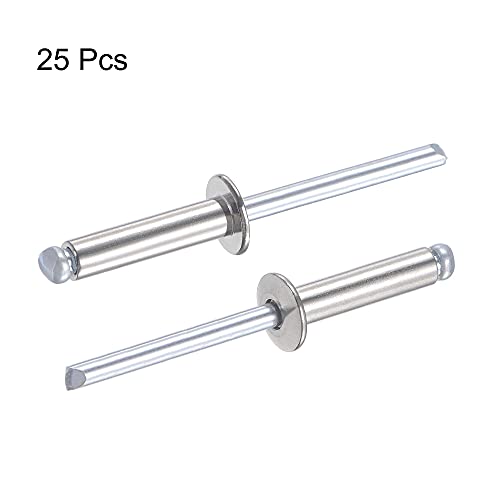 uxcell Blind Rivets, 304 Stainless Steel Pull Rivets Core Decoration Rivets 5mm Diameter 20mm Grip Length Silver Tone, 25pcs - size: 5mm x 20mm