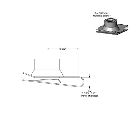 5/16"-18 Stainless Steel U -Style Clip-On Nut,U-Type Fasteners (Pack of 25) - size: 5/16"-18SS