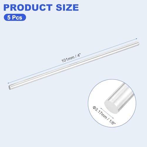 uxcell 5pcs 304 Stainless Steel Round Rods, 1/8" Dia x 4" Length Stainless Steel Metal Solid Shaft Rod Bar for Industry Use Metal Working Hobbies DIY Craft, Silver - size: 1/8" Dia x 4" Length