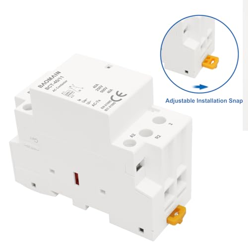 BAOMAIN 220V AC 2-Pole 40A Modular Contactor, 1NO1NC, DIN Rail Mount