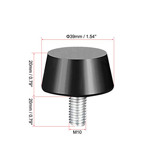 uxcell 38 x 20mm Conical Rubber Mount,Vibration Isolators,Shock Absorber with M10 x 20mm Threaded Studs 4pcs