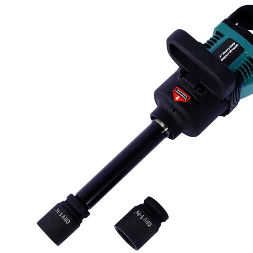 Industrial 1 Inch Air Impact Wrench with 38mm & 41mm Sockets - Heavy Duty Pneumatic Drive for Truck, Tire, and Equipment Repair, 1900 ft-lbs Max Torque, 3-Speed Forward/Reverse, 12.0 cfm, Green