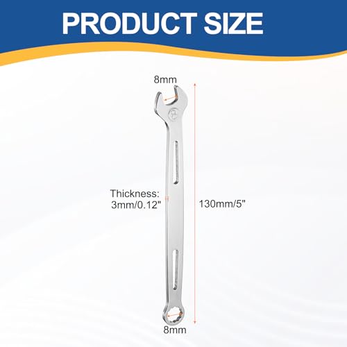HARFINGTON 2Pcs Combination Wrench 8mm Metric 12-Point Box and Open End - size: 8mm