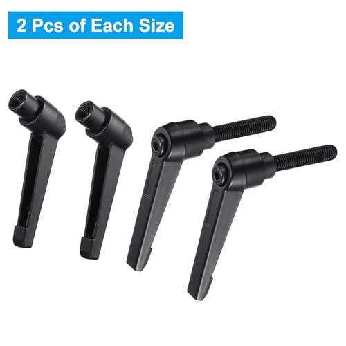 uxcell 4pcs Clamping Lever Adjustable Handle Set Metric M8 x 40mm Male & M8 Female Thread Level Handles Hand Stud Knobs Quick Release Black for Lathe Machinery - size: M8 x 40mm