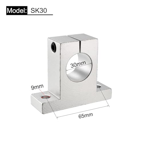 uxcell 4pcs SK30 Aluminum Linear Rod Rail Shaft Support for 30mm Diameter Shaft, Linear Motion Rail Guides Mounting Bracket with Wrench for CNC Machine, 3D Printer, Automation Equipment - size: SK30