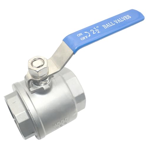 304 Stainless Steel Ball Valve 2-1/2 Inch Female NPT Standard Full Port for Water Oil Gas Vinyl Handle WOG1000 - size: 2-1/2 Inch, style: Pack of 1