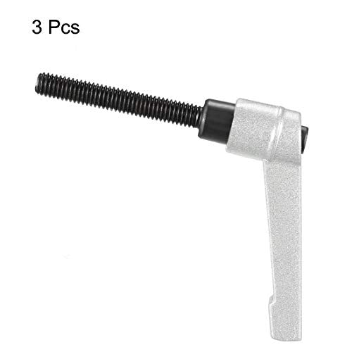 uxcell M6 x 40mm Handle Adjustable Clamping Lever Thread Push Button Ratchet Male Threaded Stud Knobs Quick Release Screw Handles Bolts with Locking Lever Silver Tone 3pcs - color: Silver Tone, size: M6 x 40mm
