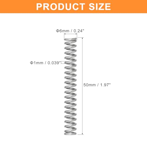 uxcell 5Pcs Compression Spring, Wire Diameter 0.039", OD 0.24", Free Length 1.97" 304 Stainless Steel Coil Mechanical Compressed Spring, Silver - size: 0.039" x 0.24" x 1.97"