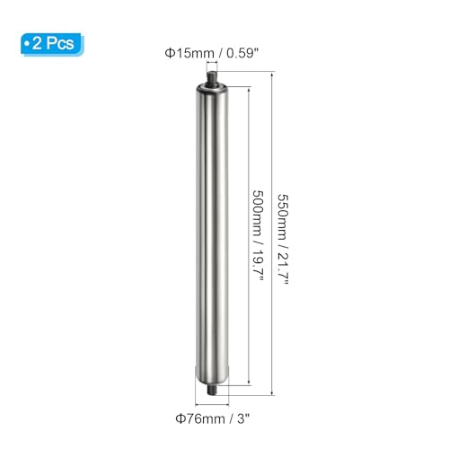 PATIKIL Conveyor Roller 3" Diameter 22" Length, 2 Pack Stainless Steel Transmission Replacement Part Galvanized End, Silver - size: 3"x22"