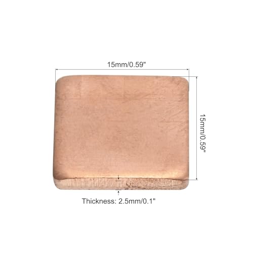 MECCANIXITY Heatsink Copper Sheet Shim, 2.5mm Thickness 15 x 15mm Pad with Thermal Conductive Adhesive Tape for Desktop Computer CPU Cooling Patch 5 Set - size: 2.5mm
