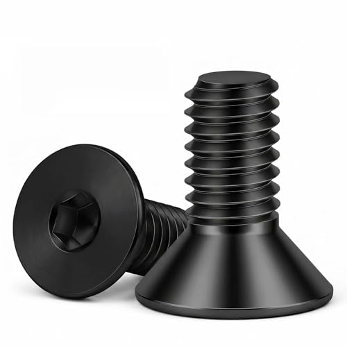 M6-1.0 x 16mm Flat Head Socket Cap Screws Countersunk Bolts, Alloy Steel Grade 10.9, DIN 7991, Black Oxide, 50 PCS - size: M6 x 16mm
