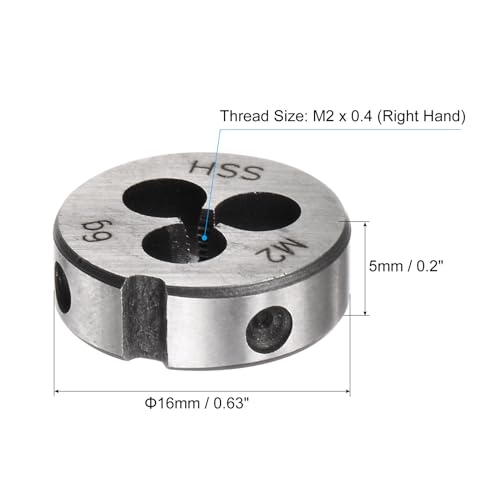 uxcell Round Threading Dies, Metric M2 x 0.4 Thread (Right Hand), High Speed Steel (HSS) Screw Cutting Die Repair Tool - size: M2 x 0.4