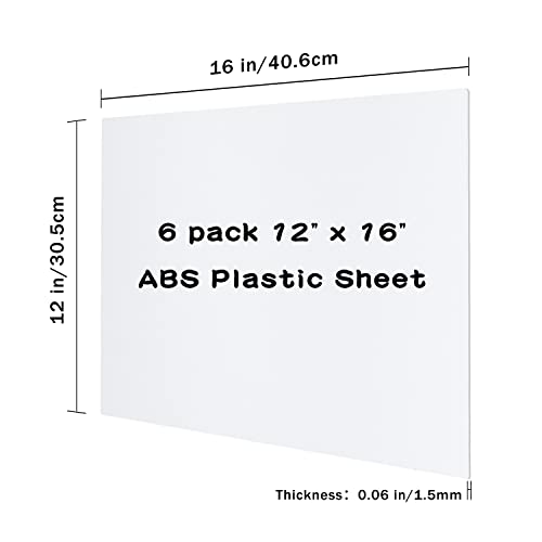 Zuvas Black ABS Plastic Sheet 12" x 16" x 0.06" 6 Pack, DIY Materials - color: white, size: 12" * 16" * 1.5mm