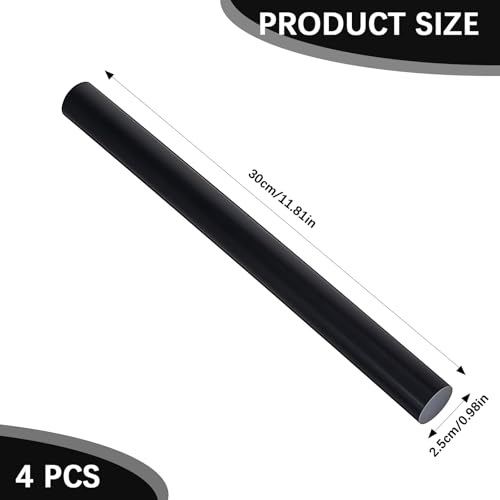 4 Pack Round Acetal Copolymer Rods, 1 Inch Diameter and 12 Inch Length Plastic Delrin/Acetal Rod, Standard Tolerance, Opaque Black Acetal Copolymer Rod Perfect for Non-Marring Fixtures