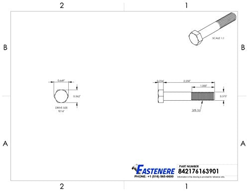 3/8-16 x 2-1/4" Hex Head Cap Screw Bolts, External Hex Drive, Stainless Steel 304, Partially Threaded, Stainless Steel, Quantity 10 - size: 3/8-16 x 2-1/4 Inch (10 Pack)