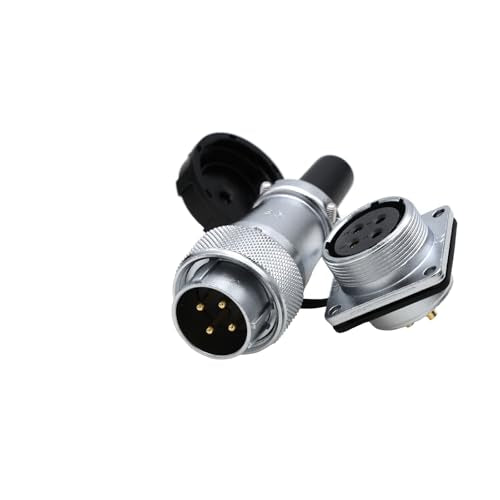 WEIPU WS24 4-Pin Aviation Circular Connector, 25A Threaded Coupling, Panel Mount Dustproof Male Plug & Female Socket, Industrial Electrical Connector - color: Male Plug and Female Socket, size: 4 Pin