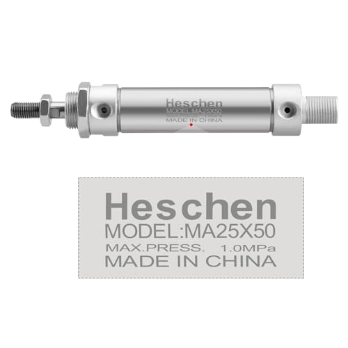 Heschen Stainless Steel Mini Pneumatic Air Cylinder MA 25×50 Bore 25mm Stroke 50mm Single Rod Double Acting