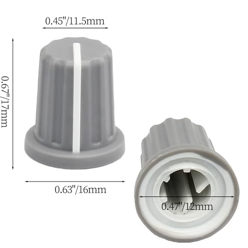 Hordion 6pcs 6mm D Type Potentiometer Knob, Guitar Volume Rotary Knob, Grey - color: Gray