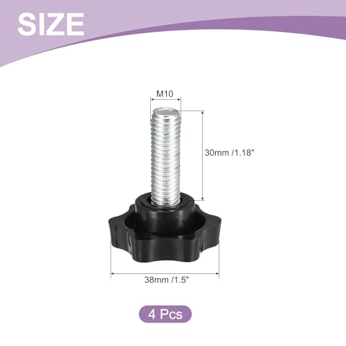uxcell 4Pcs M10 x 30mm Star Knobs Plastic Hex Shaped Clamping Knob - size: M10 x 30mm