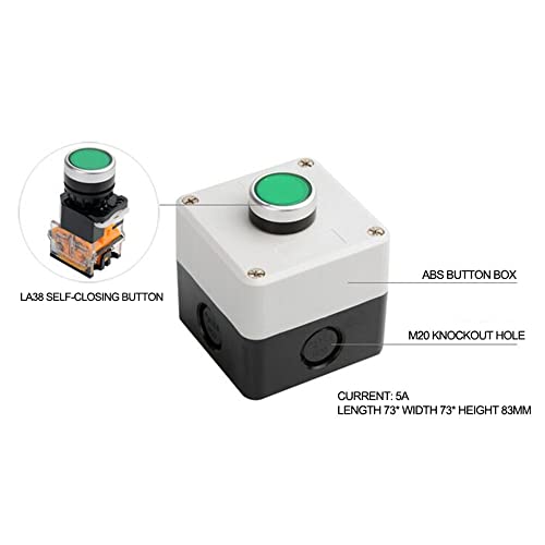 ATO Momentary Push Button Switch Station Box, 1 NO+1NC, ABS One Push Button Control Switch