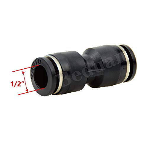 Beduan Pneumatic Push to Connect Fitting, 1/2" x 1/2" Tube OD Straight Quick Adapter Air Fitting (Pack of 10) - size: 1/2“ Tube OD