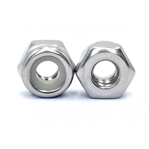 Hex Lock Nuts - 3/16"-24 Carbon Steel Nylon Insert Self-Locking Nuts for Fasteners, 100Pcs - color: Silver, size: 3/16"-24