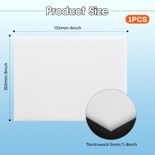 Hdpe Sheet 1/4 Inch Thick, 6" x 8" High Density Polyethylene Board, Thick Plastic Sheet for Craft, Plastic Cutting Board, Heavy Duty Industry - size: 6" X 8", style: 1/4" Thick