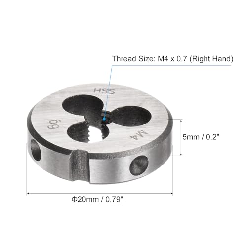 uxcell Round Threading Dies, Metric M4 x 0.7 Thread (Right Hand), High Speed Steel (HSS) Screw Cutting Die Repair Tool - size: M4 x 0.7