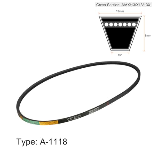 uxcell A1118 V-Belts 1118mm Inner Girth 13mm Top Width 8mm Thickness A-Section Rubber Drive Transmission Belt - size: 1118mm