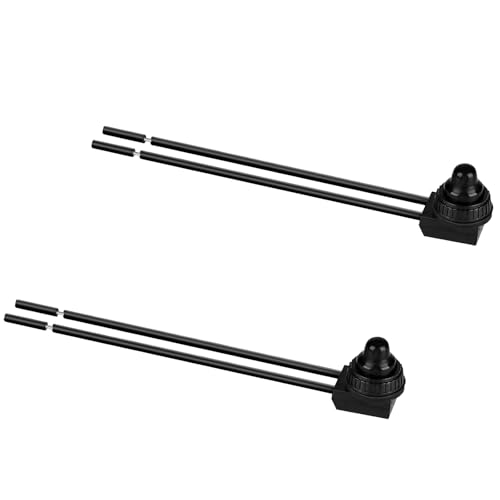 2-Pack IP67 Waterproof Push Button Switches, 12V DC 3A SPST ON-Off - color: Black